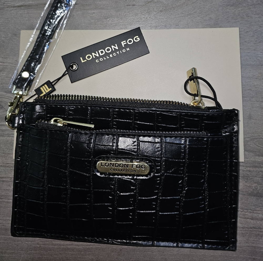 London Fog Black Danica Wristlet